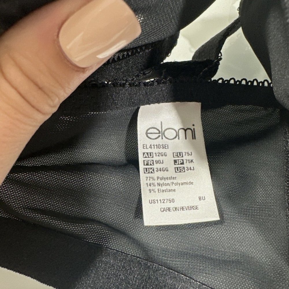 NEW $69 Elomi [ 34J ] Morgan‎ Full Figure Underwire Bra in Serengeti Black #5793 - Picture 10 of 10